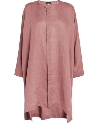 Eskandar Linen Front-placket Shirt - Pink