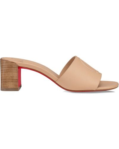 Christian Louboutin Cl Leather Mules 55 - Natural