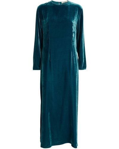 Asceno Velvet Jody Maxi Dress - Blue