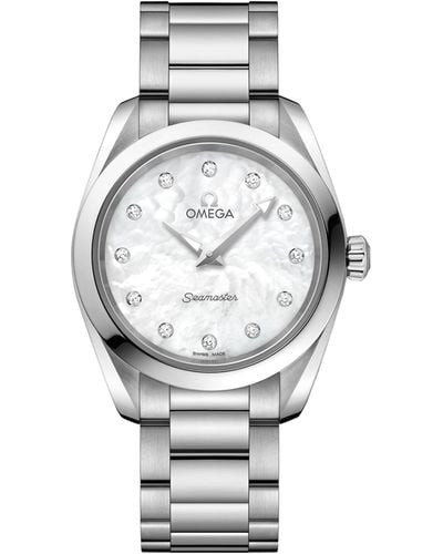 Omega Stainless Steel And Diamond Seamaster Aqua Terra Watch 28mm - White