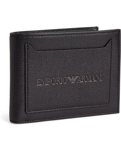 Emporio Armani Leather Logo Bifold Wallet - Black
