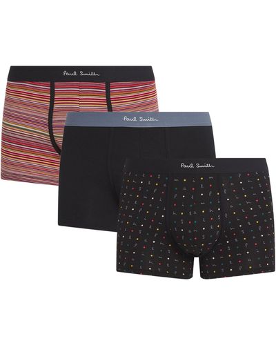 Paul Smith Organic Striped Cotton Trunks (pack Of 3) - Black