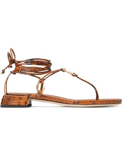 Jimmy Choo Onyxia 25 Leather Strappy Sandals - Brown