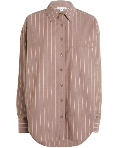 GOOD AMERICAN Striped Oversized Shirt - Brown