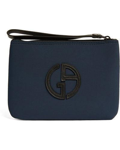 Giorgio Armani Small Neoprene Logo Pouch - Blue