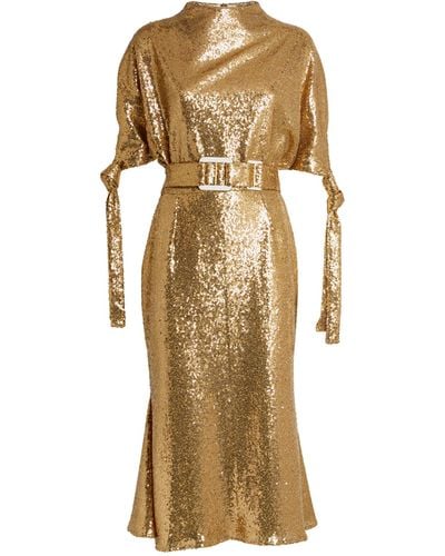 Edeline Lee Sequin-embellished Pedernal Midi Dress - Metallic