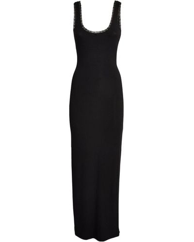 Skims Soft Lounge Scoop-neck Lace-trim Stretch-woven Maxi Dress X - Black