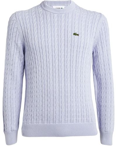 Lacoste Organic Cotton-blend Cable-knit Sweater - Blue