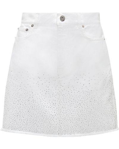 JW Anderson Denim Crystal-embellished Mini Skirt - White