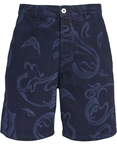 Lanvin Japanese Denim Floral Shorts - Blue