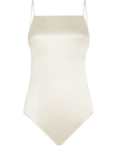 Max Mara Silk-satin Bodysuit - White