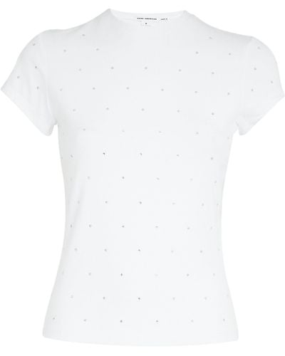 GOOD AMERICAN Stretch-cotton Crystal T-shirt - White