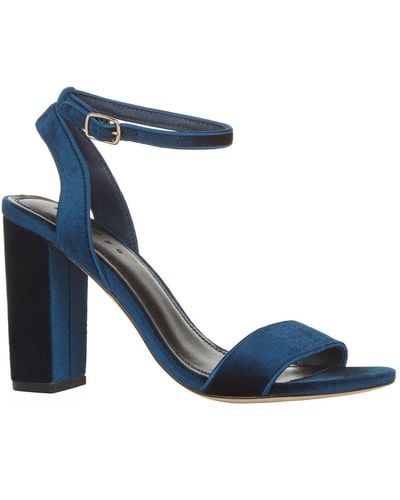 Sandro Velvet Heeled Sandals - Blue