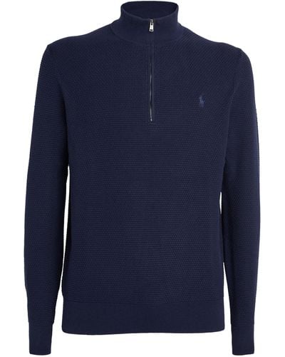 RLX Ralph Lauren Cotton-blend Half-zip Sweater - Blue