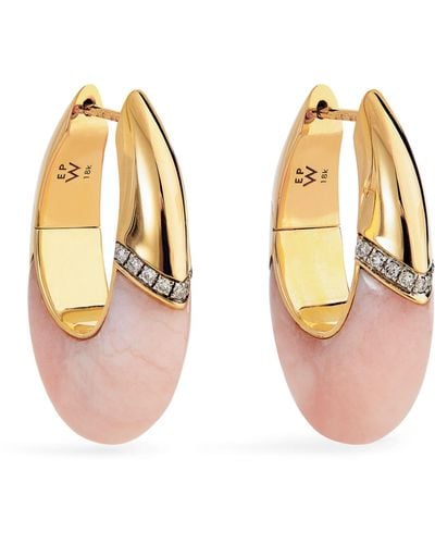Emily P. Wheeler Yellow Gold, Diamond And Opal Bernadette Oval Earrings - Metallic