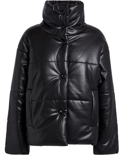 Nanushka Vegan Leather Puffer Jacket - Black