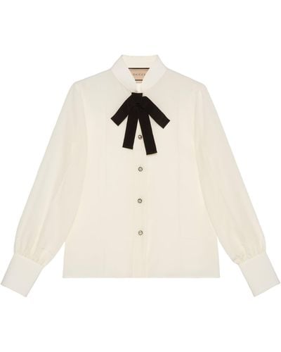 Gucci Silk Embellished Shirt - White