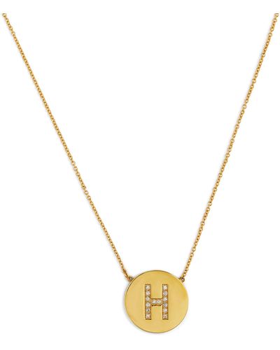 Jennifer Meyer Yellow Gold And Diamond Letter Disc H Necklace - Metallic
