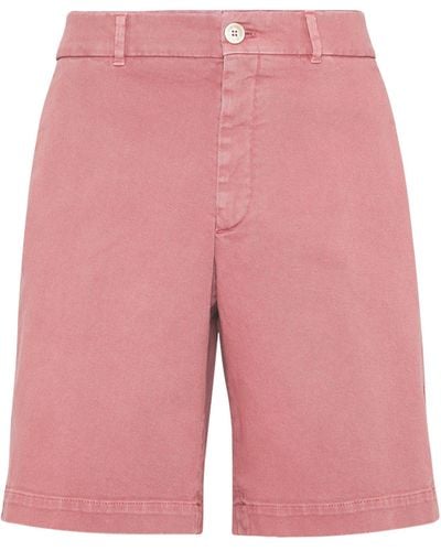Brunello Cucinelli Garment-dyed Denim Bermuda Shorts - Red