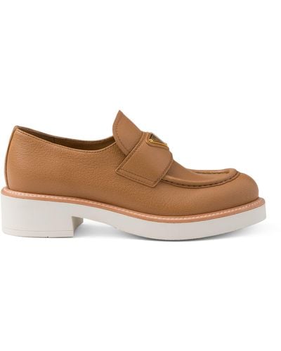 Prada Leather Loafers - Brown