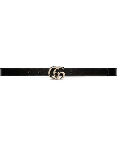 Gucci Leather Gg Marmont Thin Belt - White