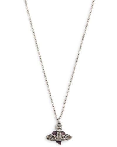 Vivienne Westwood Diamante Heart Pendant Necklace - Metallic