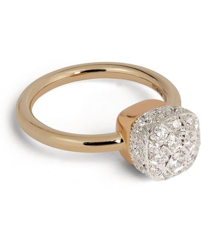 Pomellato White Gold, Rose Gold And Diamond Nudo Solitaire Ring
