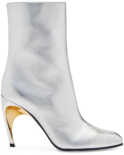 Alexander McQueen Leather Armadillo Heeled Boots 95 - White
