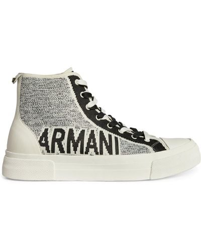 Emporio Armani Recycled Logo High-top Sneakers - Brown