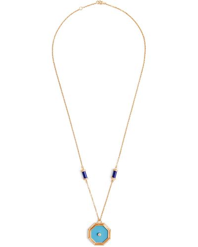 L'Atelier Nawbar Rose Gold, Diamond And Turquoise Amulets Of Light Necklace - Metallic