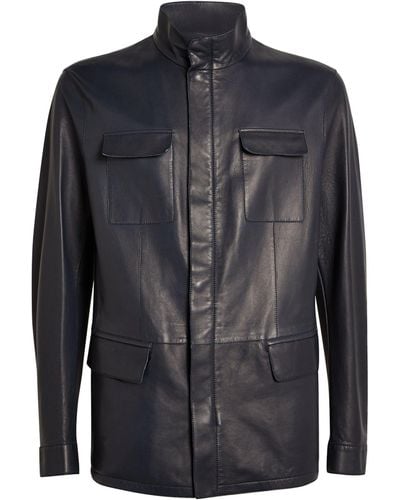 Giorgio Armani Leather Jacket - Blue