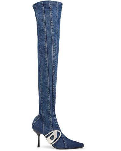 DIESEL Denim D-eclipse Over-the-knee Boots 90 - Blue