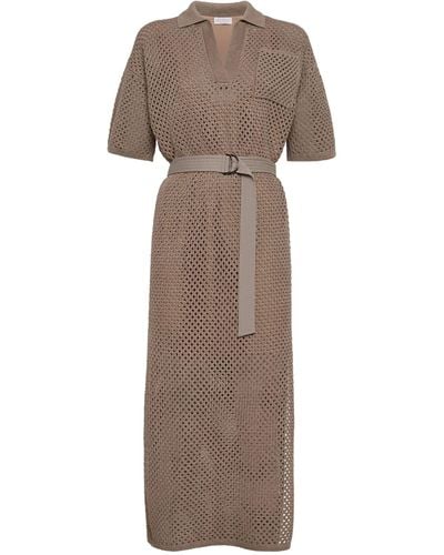 Brunello Cucinelli Knitted Belted Dress - Natural