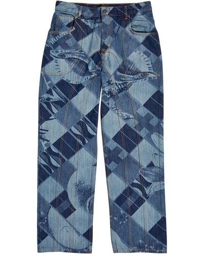Ahluwalia Laser Print Jeans - Blue