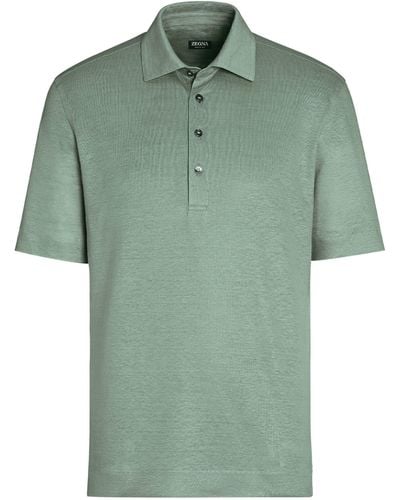 Zegna Linen Polo Shirt - Green