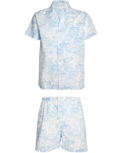Derek Rose Cotton Ledbury Short Pyjama Set - Blue