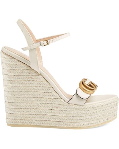 Gucci Double G Wedge Sandals 130 - Natural