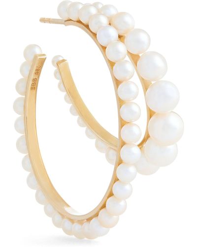 Sophie Bille Brahe Yellow Gold And Pearl Boucle Perle Single Left Hoop Earring - Metallic