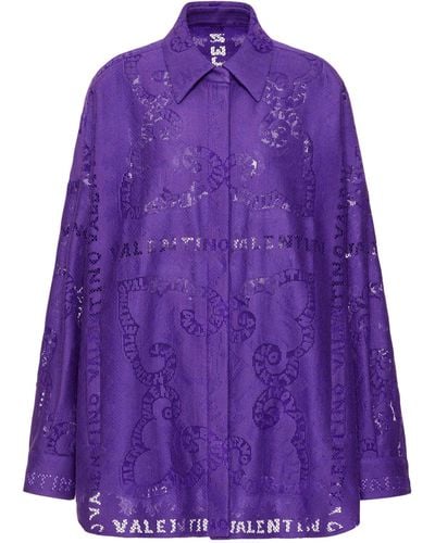 Valentino Garavani Guipure Lace Mini Bandana Shirt - Purple