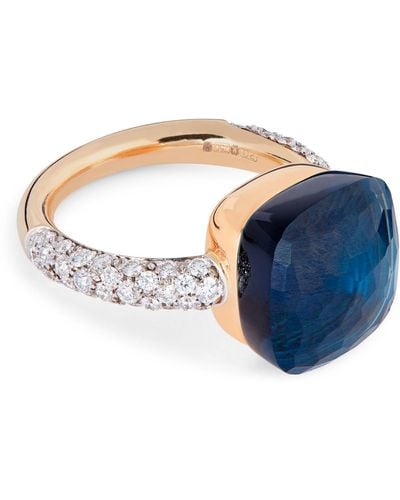 Pomellato White Gold, Diamond And London Blue Topaz Nudo Ring