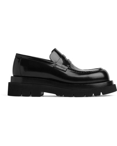 Bottega Veneta Calfskin Lug Flatform Loafers 55 - Black