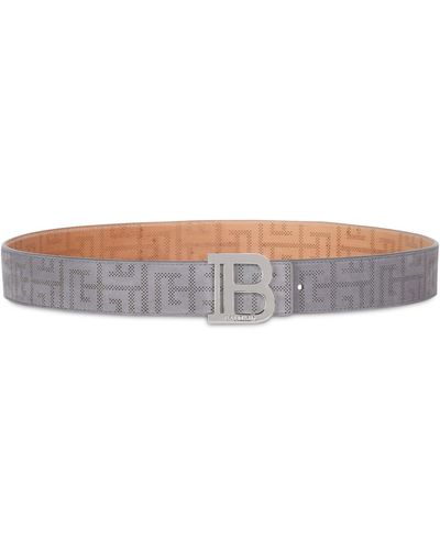 Balmain Leather B-belt - Gray
