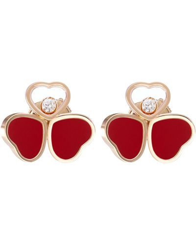 Chopard Rose Gold And Diamond Happy Hearts Wings Earrings - Multicolour