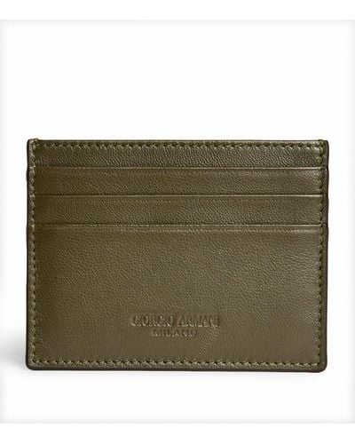 Giorgio Armani Lamb Leather Card Holder - Green