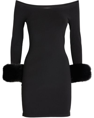 Alexander Wang Faux Fur-cuff Mini Dress - Black