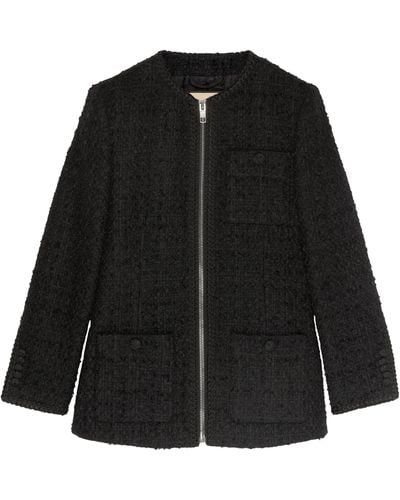 Gucci Tweed Zip-up Jacket - Black