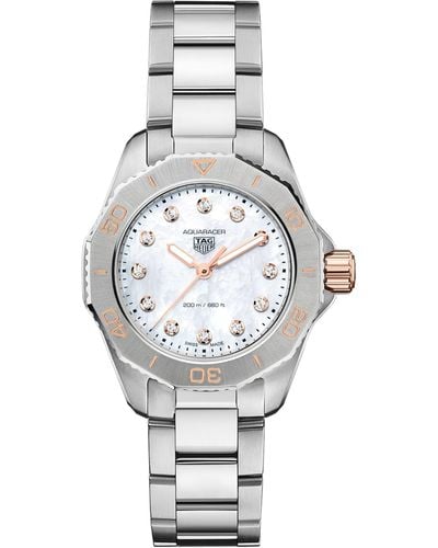 Tag Heuer Stainless Steel And Diamond Aquaracer Professional 200 Watch 30mm - Metallic