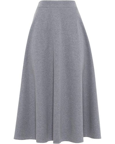 Brunello Cucinelli Stretch Cotton A-line Midi Skirt - Gray