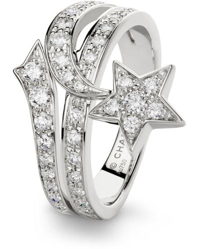 Chanel White Gold And Diamond Comète Ring - Metallic