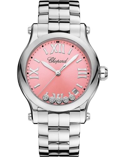 Chopard Lucent Steel And Diamond Happy Sport Watch 36m - Gray